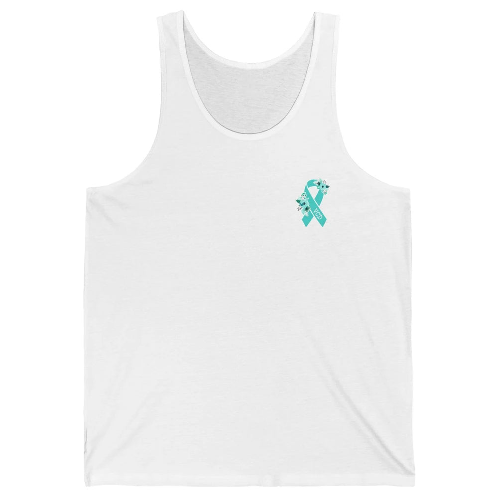 Vocal Cord Dysfunction Awareness Floral Teal Ribbon Rainbow Unisex Jersey Tank