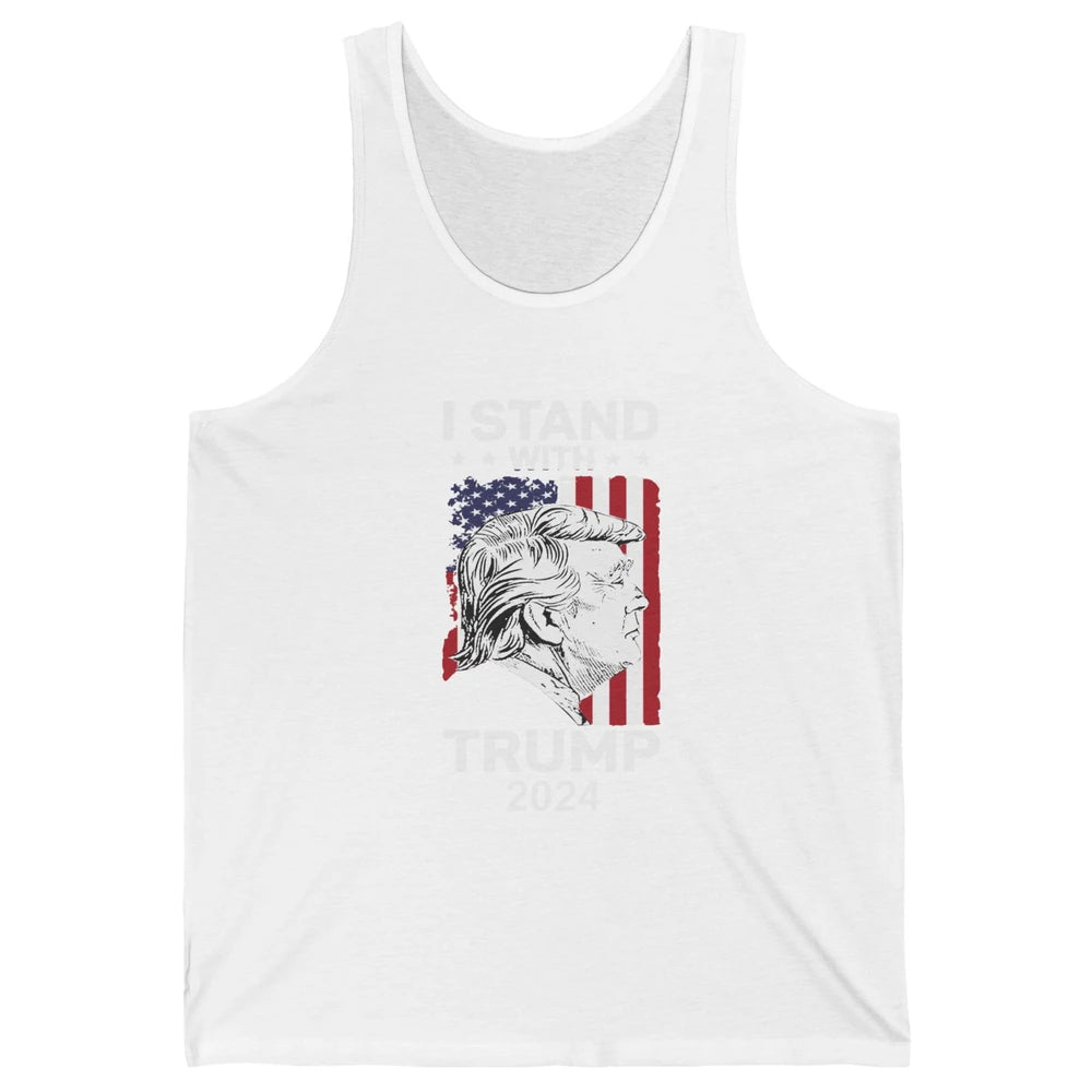 Retro US Flag I Stand With Trump President Trump Return 2024 Unisex Jersey Tank