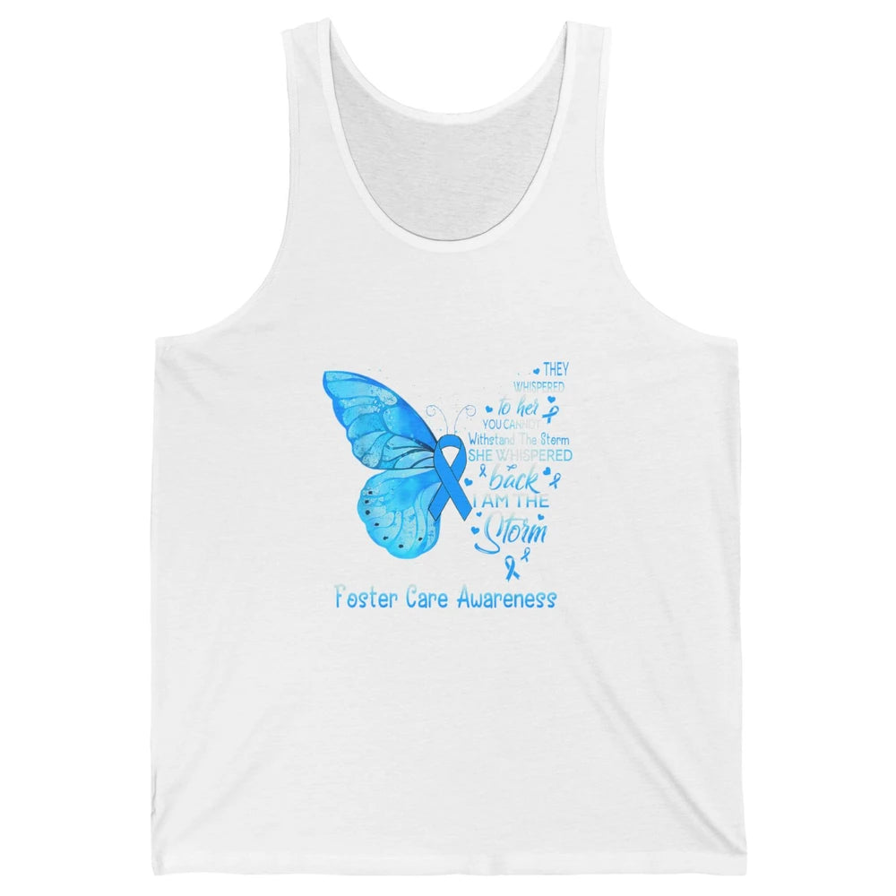 Butterfly Storm Warrior Foster Care Awareness Blue Ribbon Unisex Jersey Tank