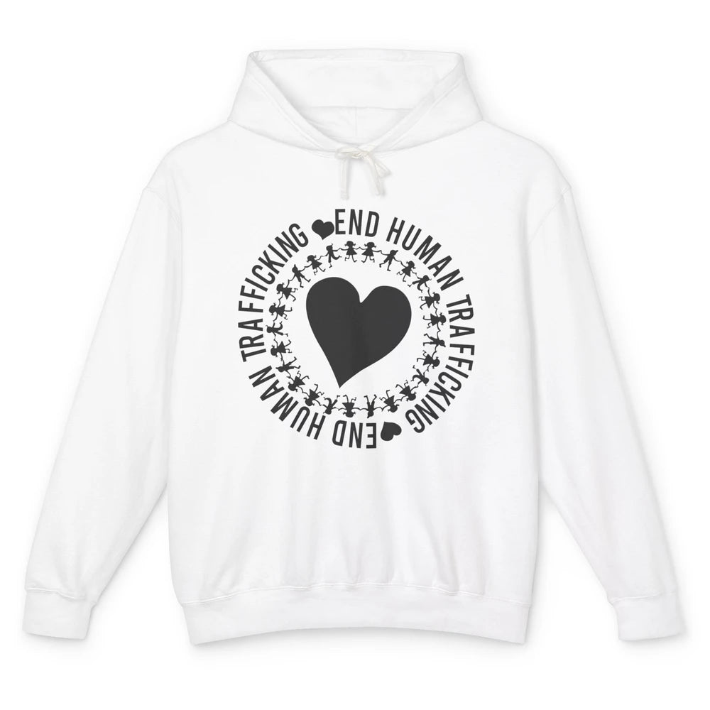 Save Our Children End Human Trafficking Awareness Heart Unisex Lightweight Hoodie