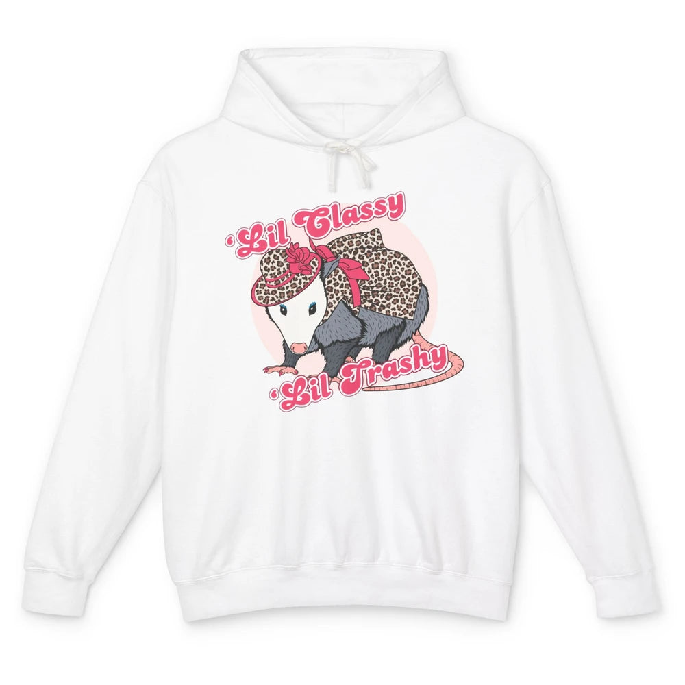 Leopard Possum Lil Classy Lil Trashy Possum Sarcastic Unisex Lightweight Hoodie