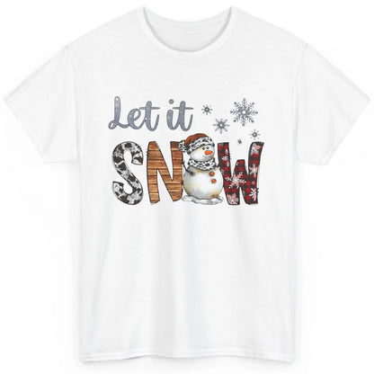 Leopard Snowman Let It Snow Snowflakes Western Christmas Classic Unisex T-Shirt