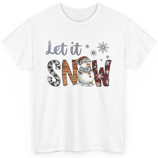 Leopard Snowman Let It Snow Snowflakes Western Christmas Classic Unisex T-Shirt