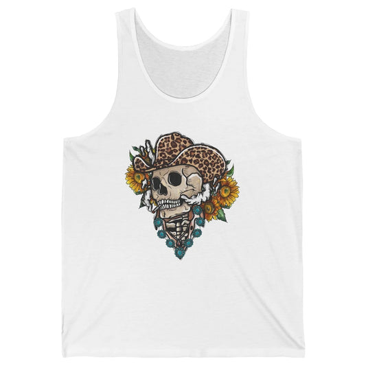 Sunflower Leopard Cowboy Skull Gemstone Western Country Gift Unisex Jersey Tank