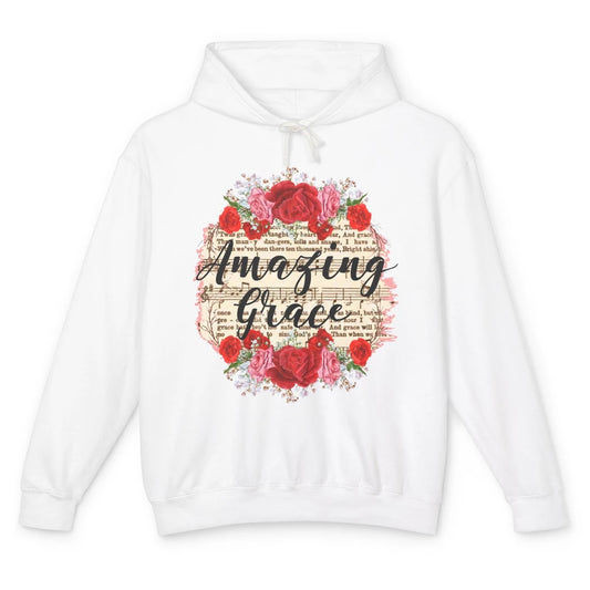 Floral Amazing Grace Jesus Lovers Christian Religious Gift Unisex Lightweight Hoodie