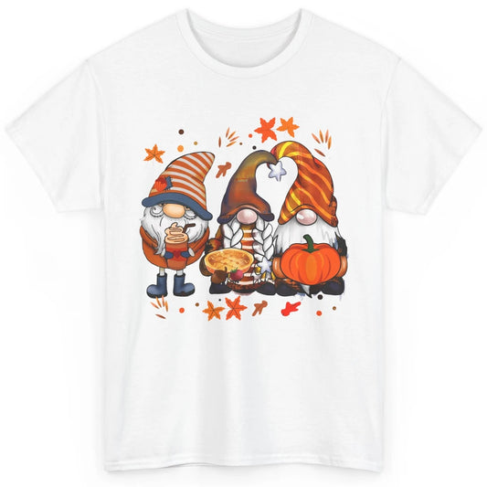 Retro Fall Gnomies Pumpkin Falling Leaves Thanksgiving Gnome Classic Unisex T-Shirt