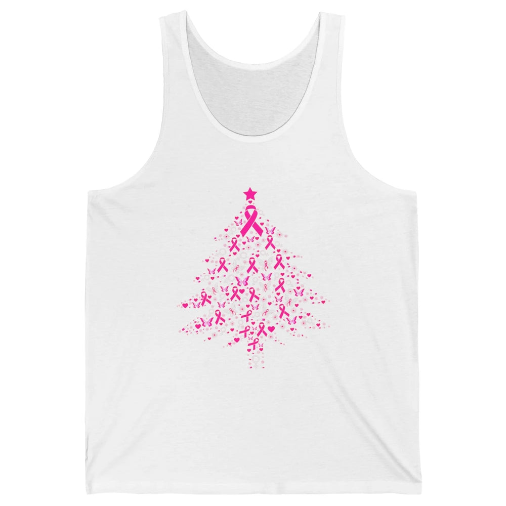 Breast Cancer Pink Ribbon Xmas Tree Breast Cancer Christmas Unisex Jersey Tank