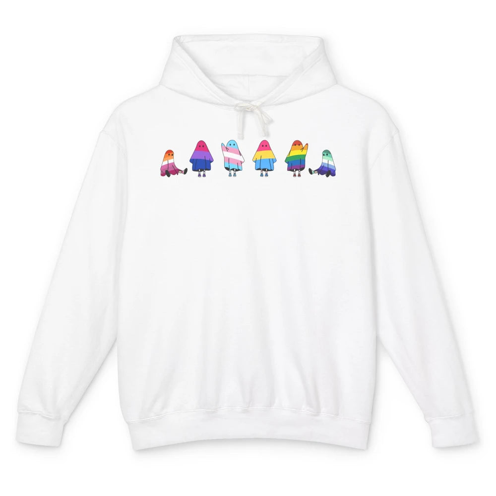 Cute Gay Baby Ghosts Spooky LGBTQ Lesbian Gay Pride Month Unisex Lightweight Hoodie