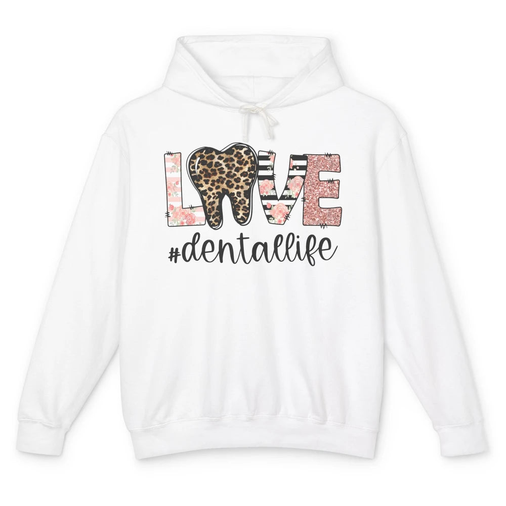 Leopard Teeth Love Dental Life Dental Hygienist Dentistry Unisex Lightweight Hoodie