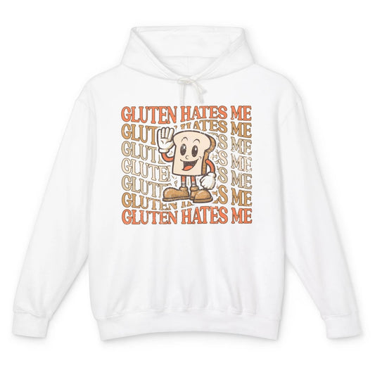 Funny Gluten Hates Me Retro Gluten Free Bread Celiac Disease Unisex Lightweight Hoodie