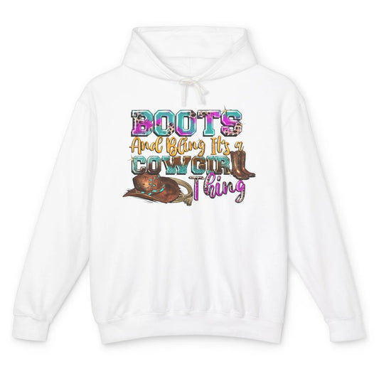 Leopard Boots And Bling It's A Cowgirl Thing Western Country Unisex Lightweight Hoodie