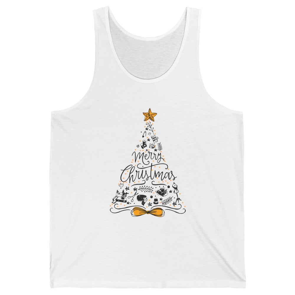 Funny Sewing Merry Christmas Tree Quilting Symbols Christmas Unisex Jersey Tank