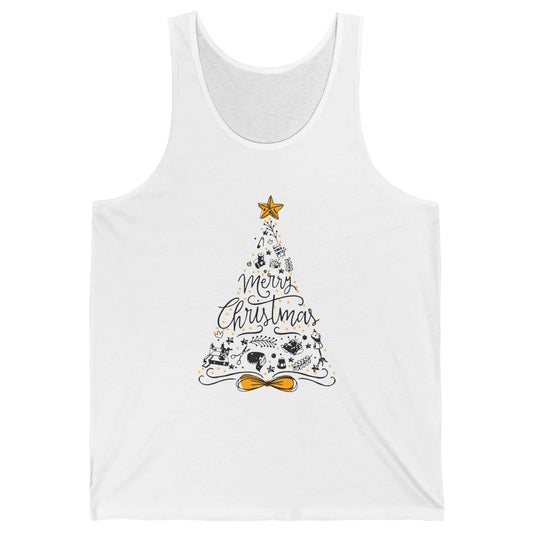 Funny Sewing Merry Christmas Tree Quilting Symbols Christmas Unisex Jersey Tank