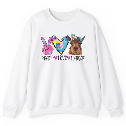 Vintage Llama Tie Dye Peace Love Llama Sarcastic Llama Lover Unisex Crewneck Sweatshirt