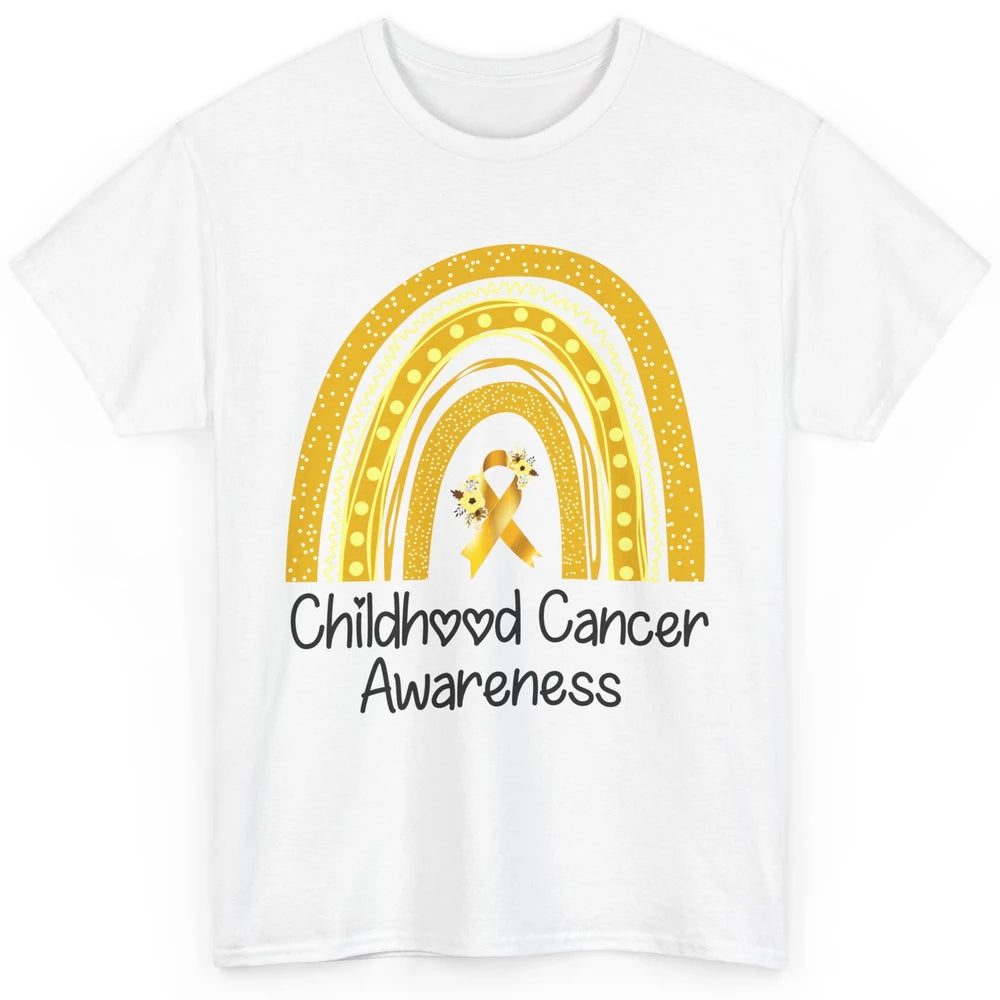 Childhood Cancer Awareness Support Rainbow Gold Ribbon Gift Classic Unisex T-Shirt