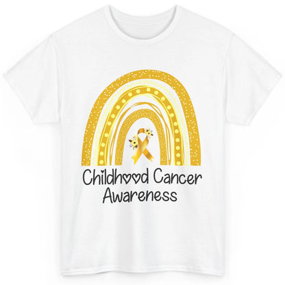 Childhood Cancer Awareness Support Rainbow Gold Ribbon Gift Classic Unisex T-Shirt