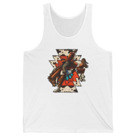 Aztec Cowhide Rodeo Hold Your Horses Cowboy Western Gemstone Unisex Jersey Tank