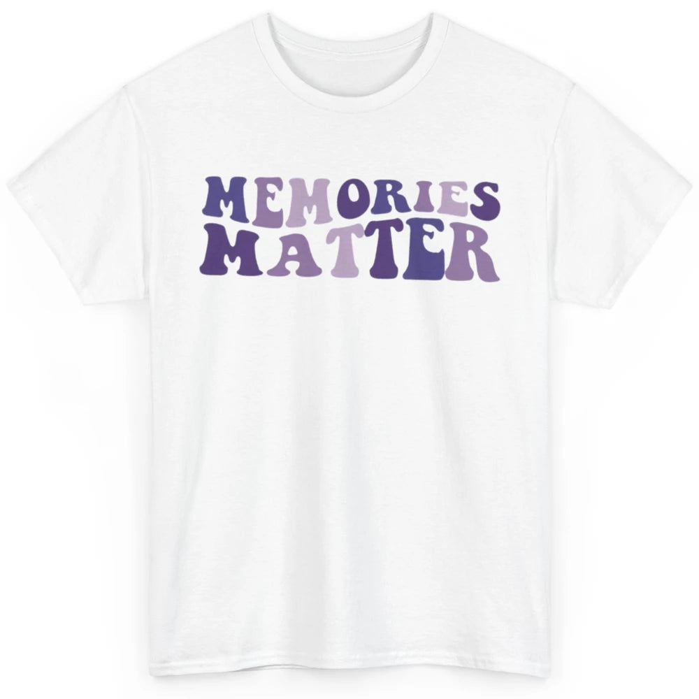 Alzheimer Awareness Groovy Memories Matter Purple Warrior Classic Unisex T-Shirt