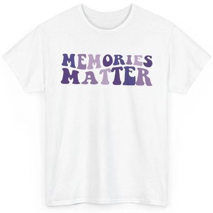 Alzheimer Awareness Groovy Memories Matter Purple Warrior Classic Unisex T-Shirt