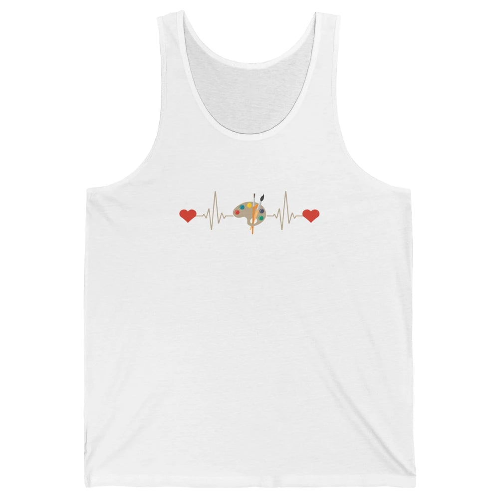 Art Paint Palette Brush Heartbeat Painter Artist Retro Paint Unisex Jersey Tank