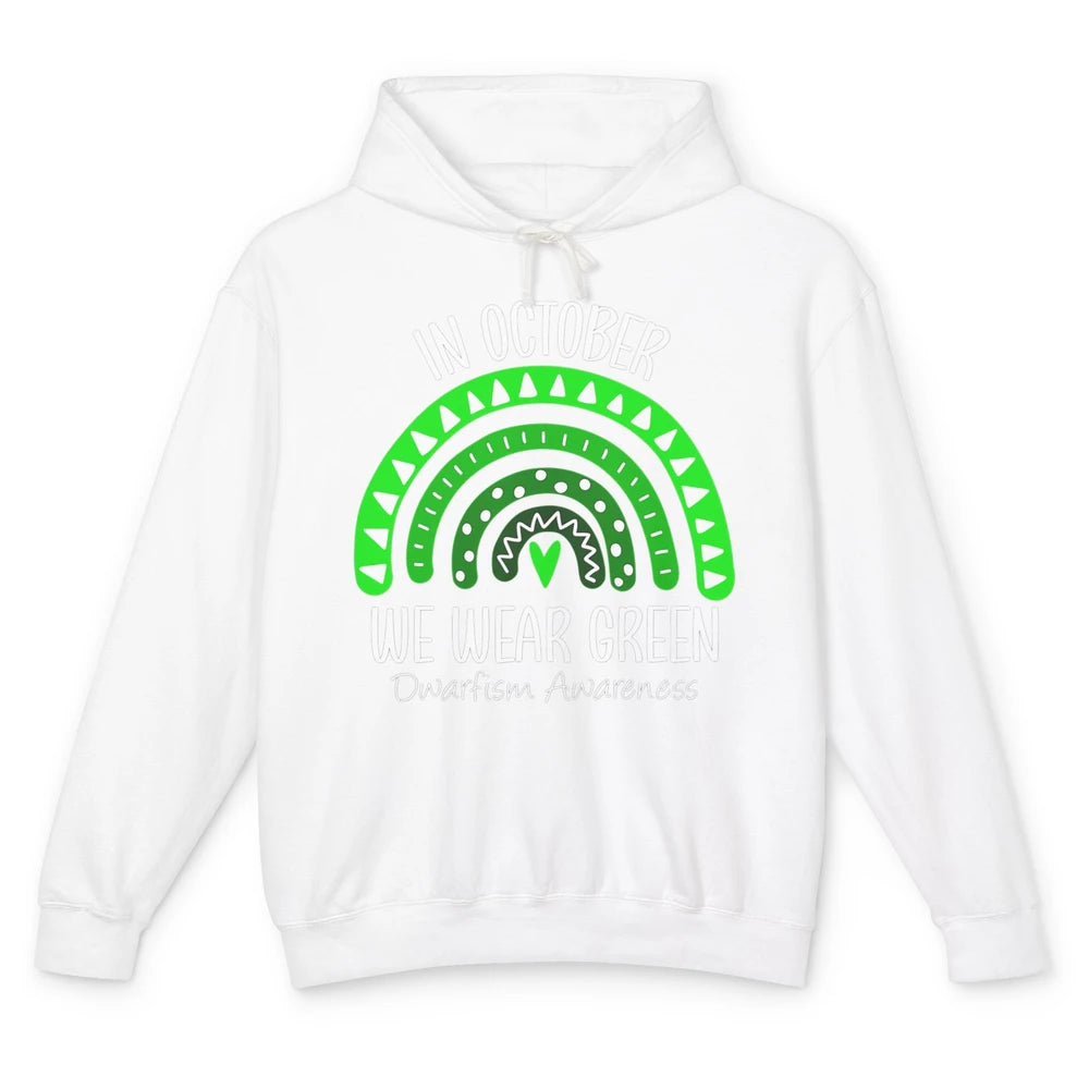 Dwarfism Awareness Month In October Wear Green Heart Rainbow Unisex Lightweight Hoodie