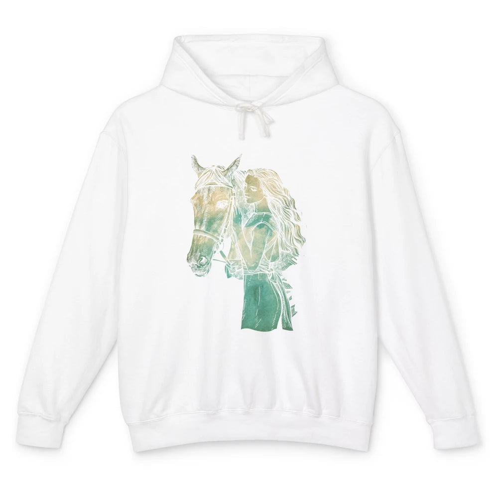 Cowgirl Horseback Horse Cowboy Texas Rodeo Western Country Unisex Lightweight Hoodie