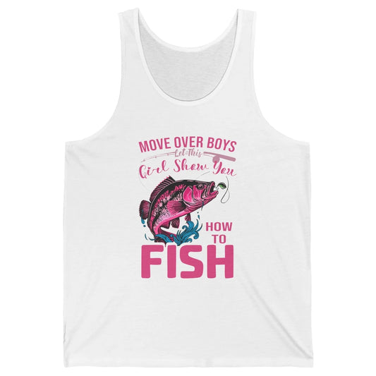 Bass Fishing Girl Show How To Fish Reel Girls Fish Fisherman Unisex Jersey Tank