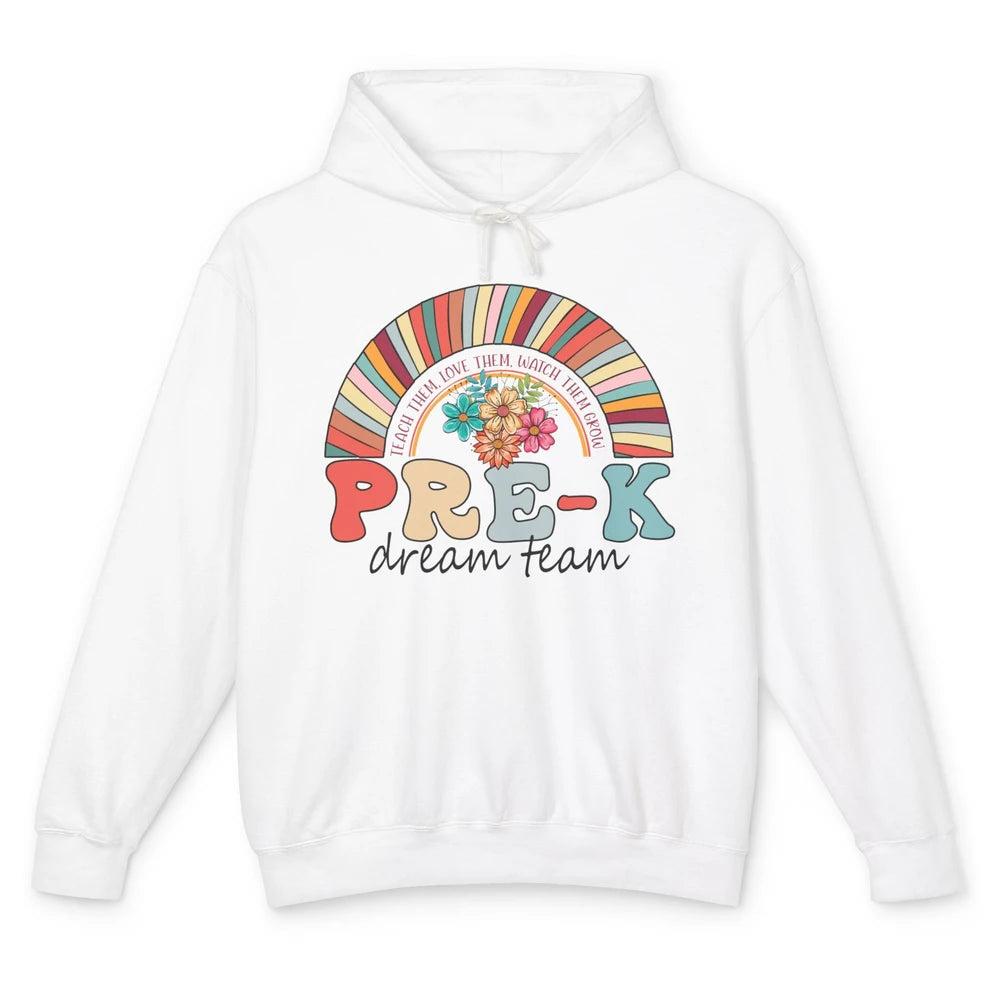 Pre-K Dream Team Rainbow Kinder Pre-K Teacher Back to School Unisex Lightweight Hoodie