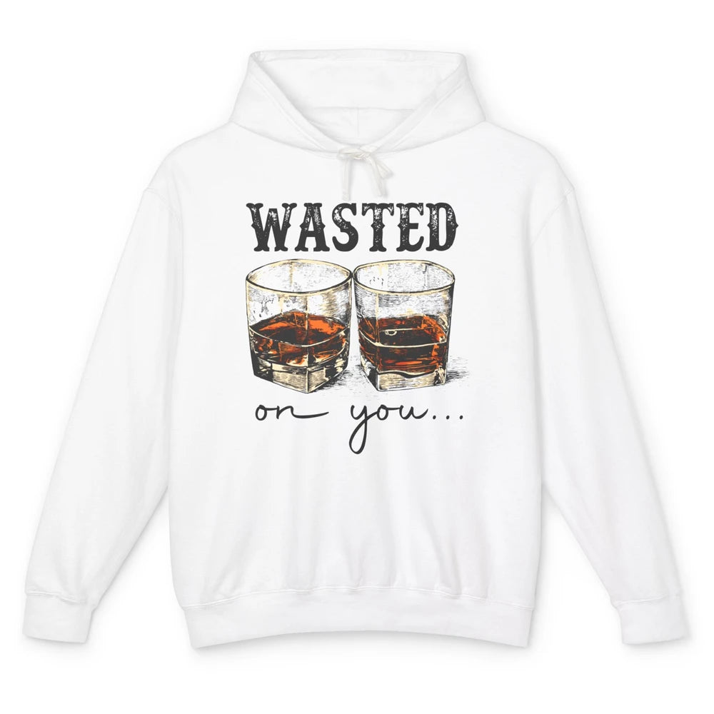 Retro Whiskey Wasted On You Western Country Cowboy Gift Unisex Lightweight Hoodie