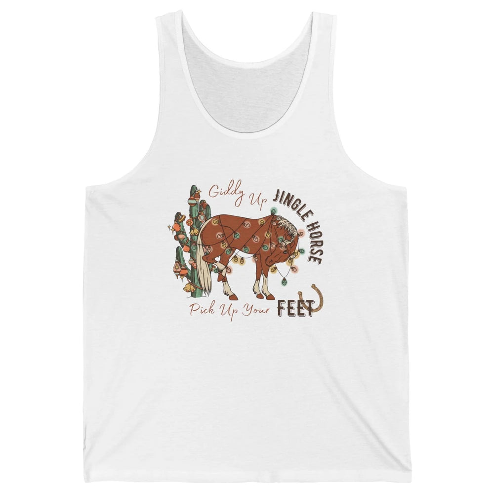 Giddy Up Jingle Horse Pick Up Your Feet Christmas Lights Unisex Jersey Tank