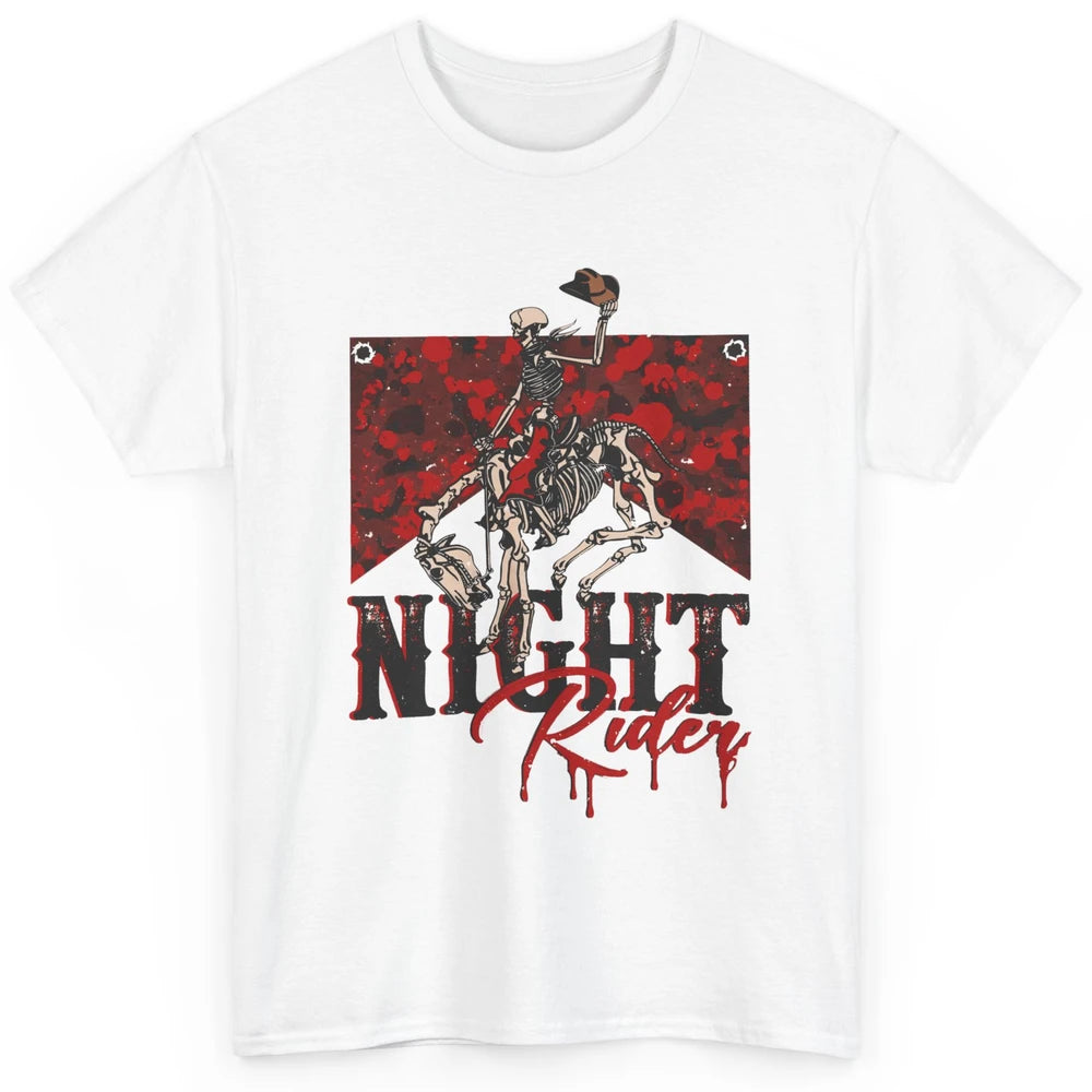 Cowboy Skeleton Bucking Horse Night Rider Western Halloween Classic Unisex T-Shirt