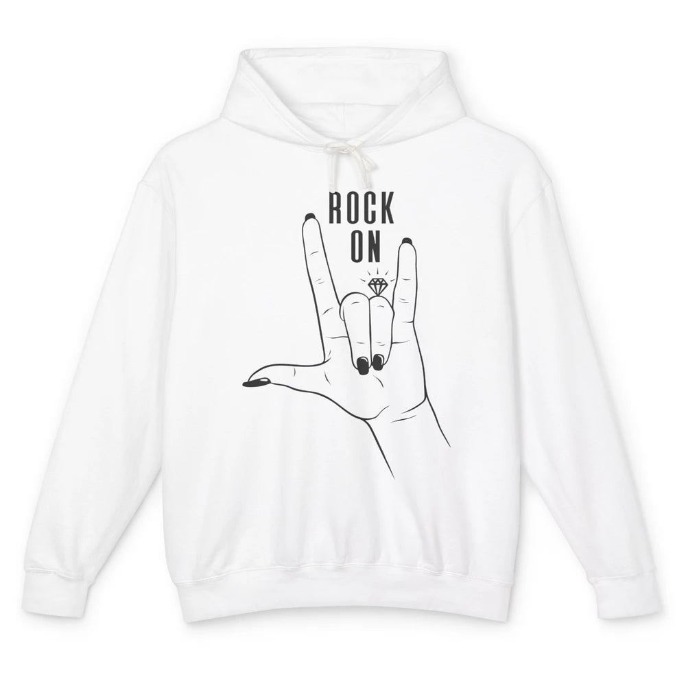 Engaged Rock On Ring Finger Engagement Fiance Future Bride Unisex Lightweight Hoodie