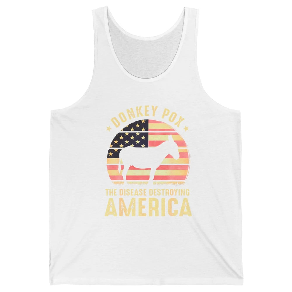 Vintage Donkey Pox The Disease Destroying America Usa Flag Unisex Jersey Tank