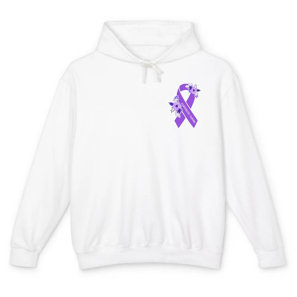 Pancreatic Cancer Awareness Floral Purple Ribbon Rainbow Unisex Lightweight Hoodie