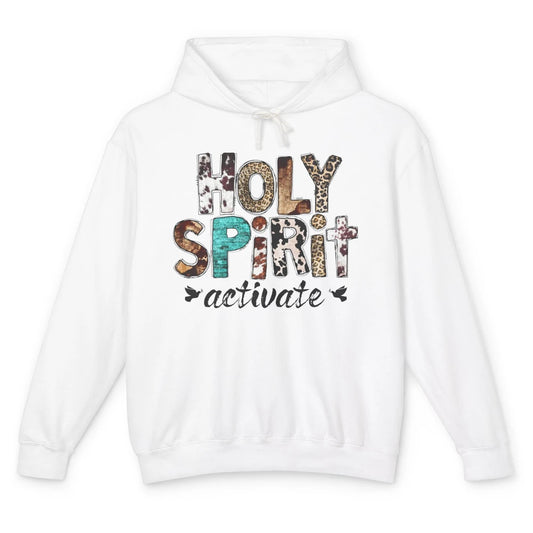 Retro Leopard Holy Spirit Activate Cowboy Rodeo Western Girl Unisex Lightweight Hoodie