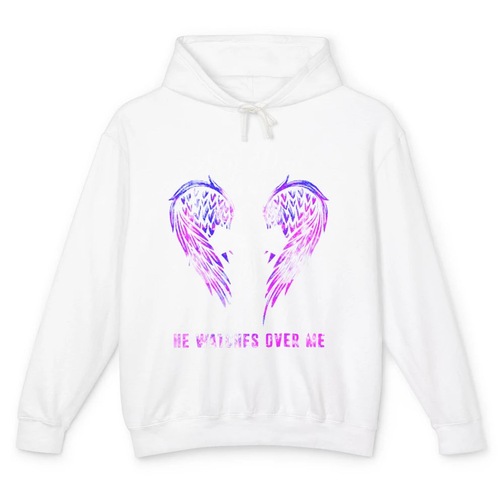 My Dad Is My Guardian Angel He Watches Over Me Angel Wings Unisex Lightweight Hoodie