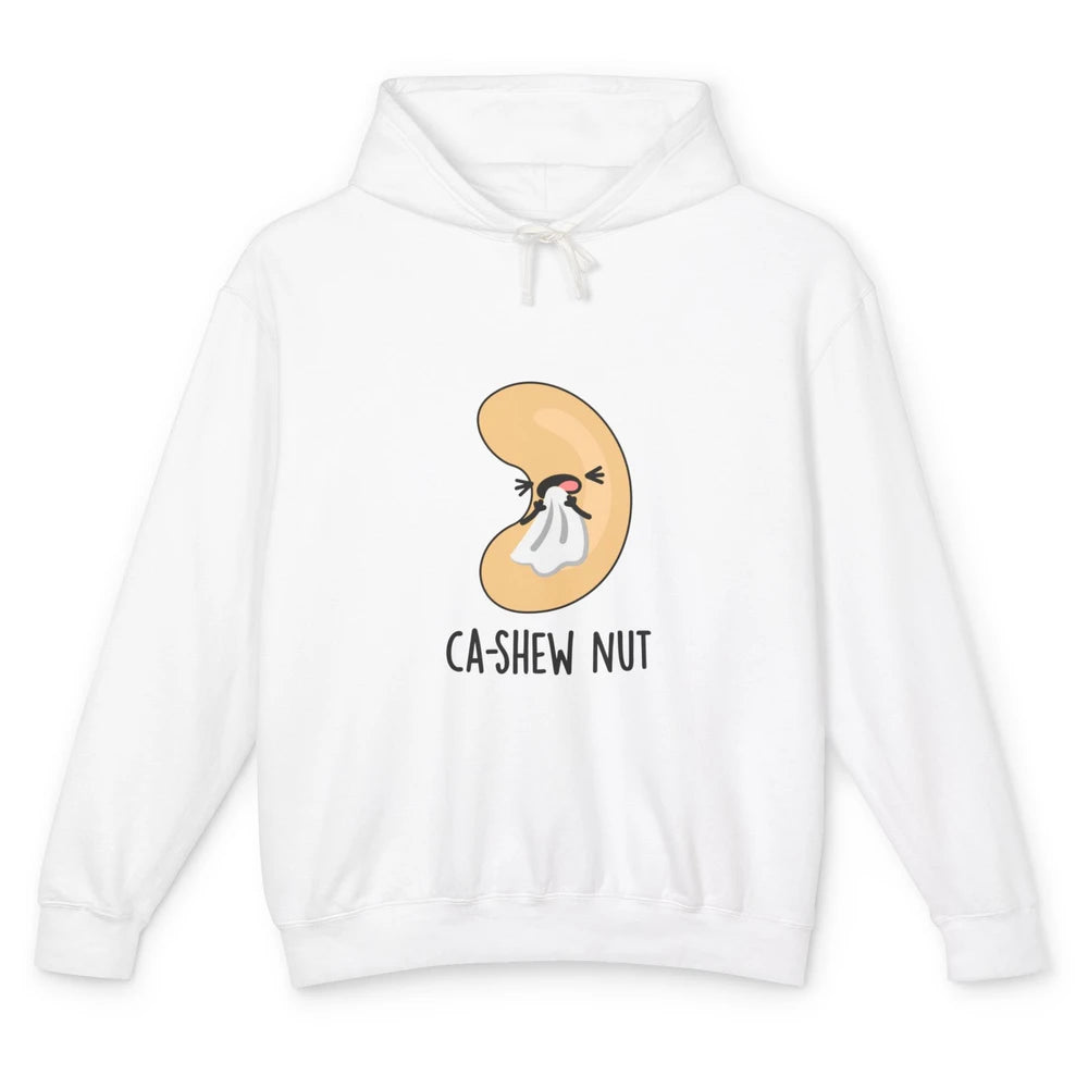 Funny Cashew Nut Sneezing Food Pun Sarcastic Humor Vegan Unisex Lightweight Hoodie