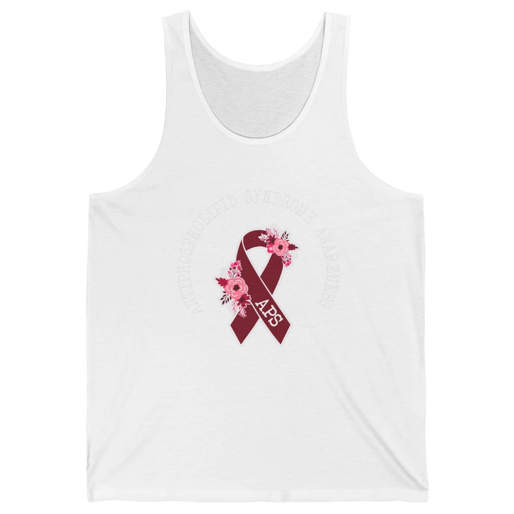 Antiphospholipid Syndrome Awareness APS Burgundy Ribbon Unisex Jersey Tank