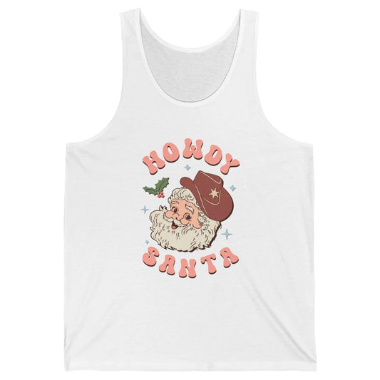 Merry Christmas Howdy Cowboy Xmas Santa Claus Cactus Western Unisex Jersey Tank