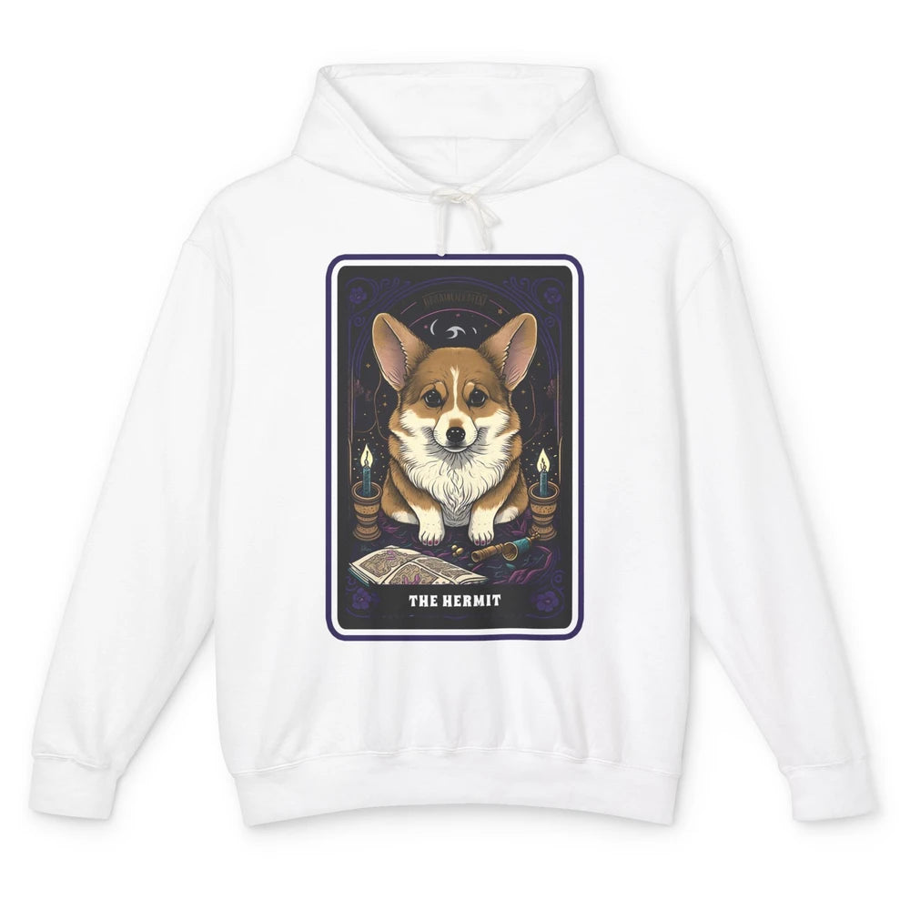 Corgi Witch The Hermit Tarot Card Halloween Corgi Dog Mom Unisex Lightweight Hoodie