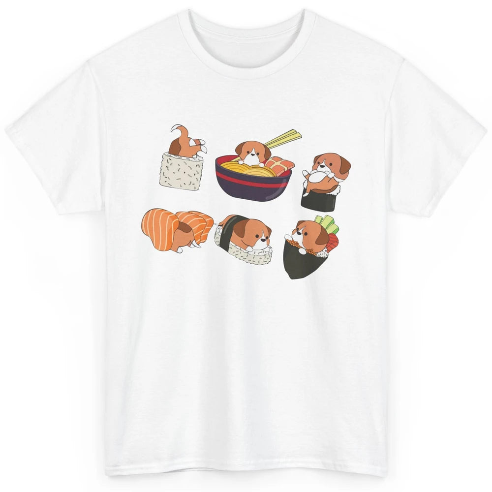 Funny Beagle Sushi Ramen Bowl Cute Japanese Kawaii Dog Lover Classic Unisex T-Shirt