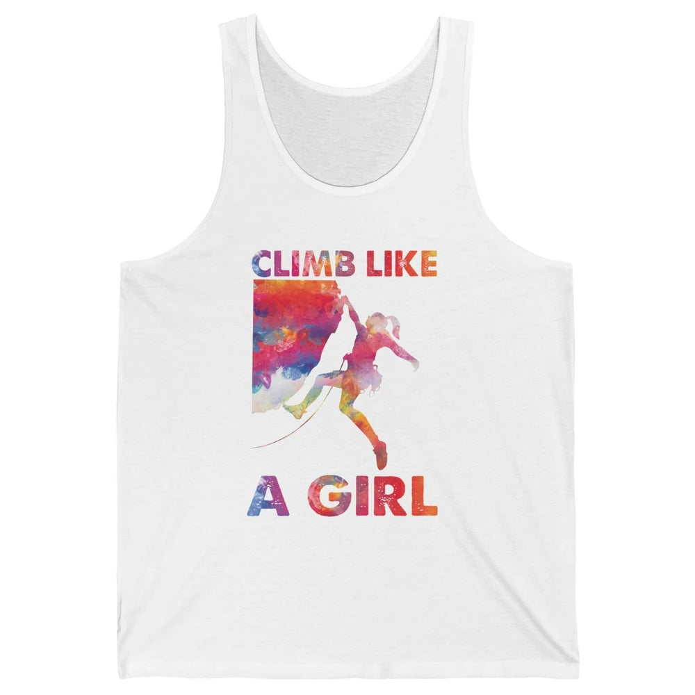 Rock Climbing Climb Like A Girl Watercolor Rock Climbers Unisex Jersey Tank