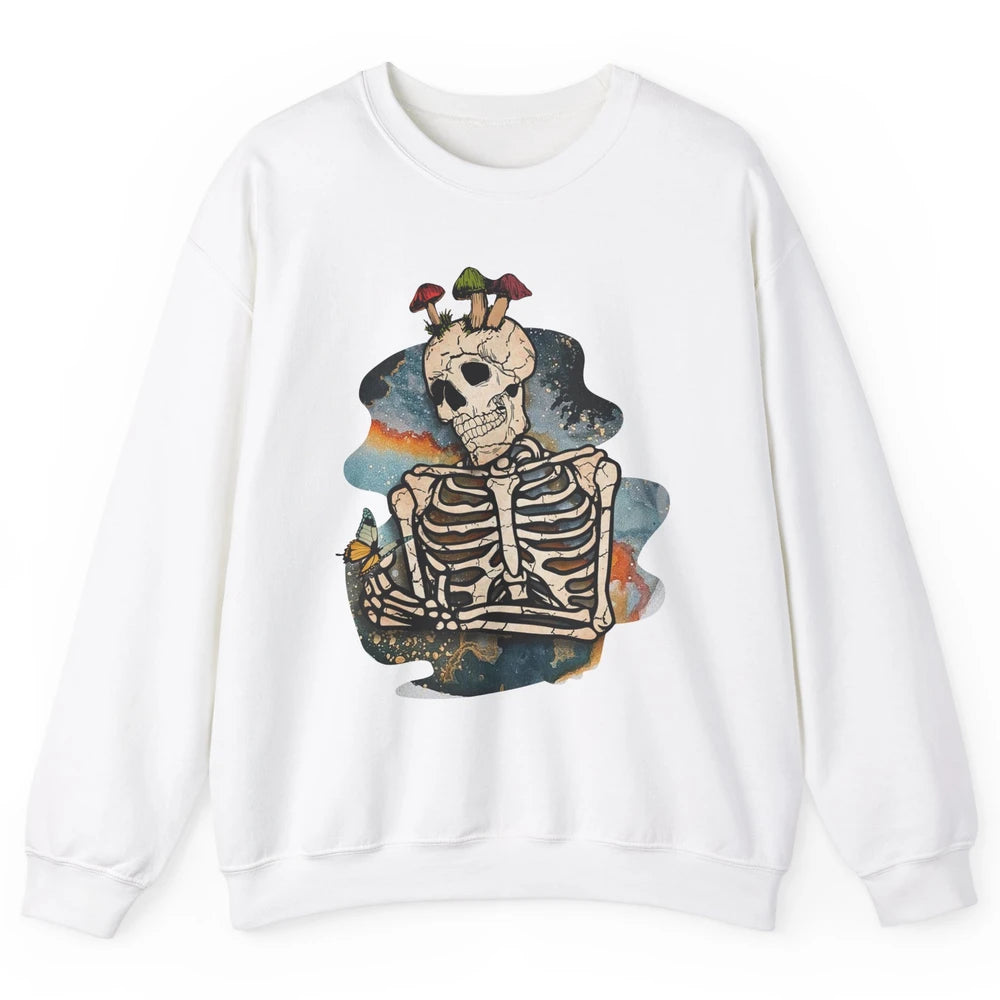 Vintage Skeleton Bundle Mushroom Plant Lovers Gardeners Gift Unisex Crewneck Sweatshirt