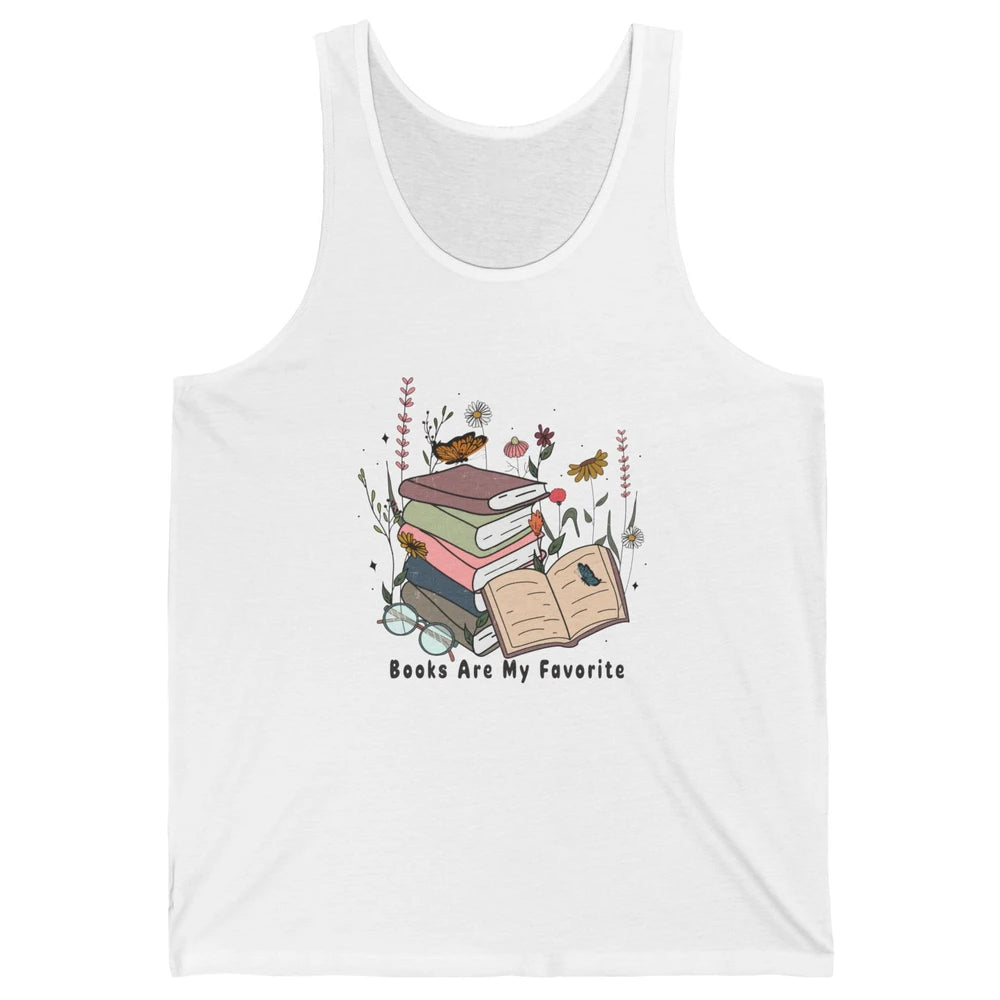 Vintage Books Are My Favorite Floral Bookish Reading Retro Unisex Jersey Tank