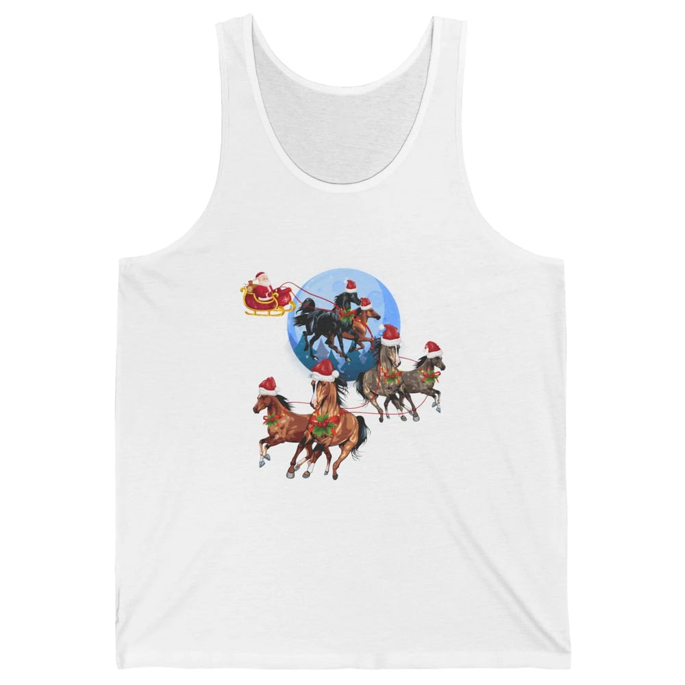 Merry Christmas Horse Drawn Sleigh Riding Santa Claus Xmas Unisex Jersey Tank