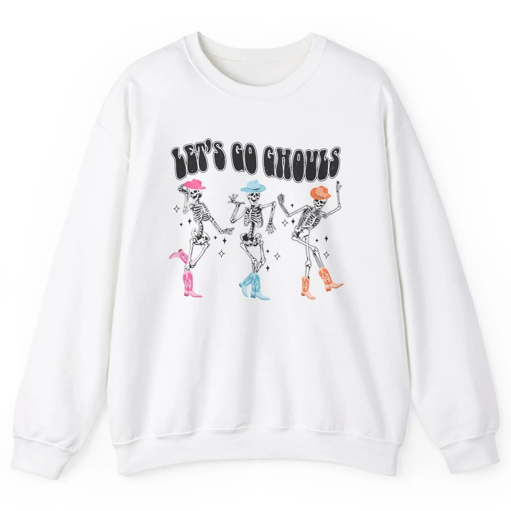 Dancing Skeleton Cowboy Let's Go Ghouls Western Halloween Unisex Crewneck Sweatshirt