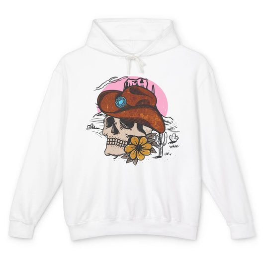 Skull Desert Cactus Cowboy Gemstone Hat Western Country Girl Unisex Lightweight Hoodie