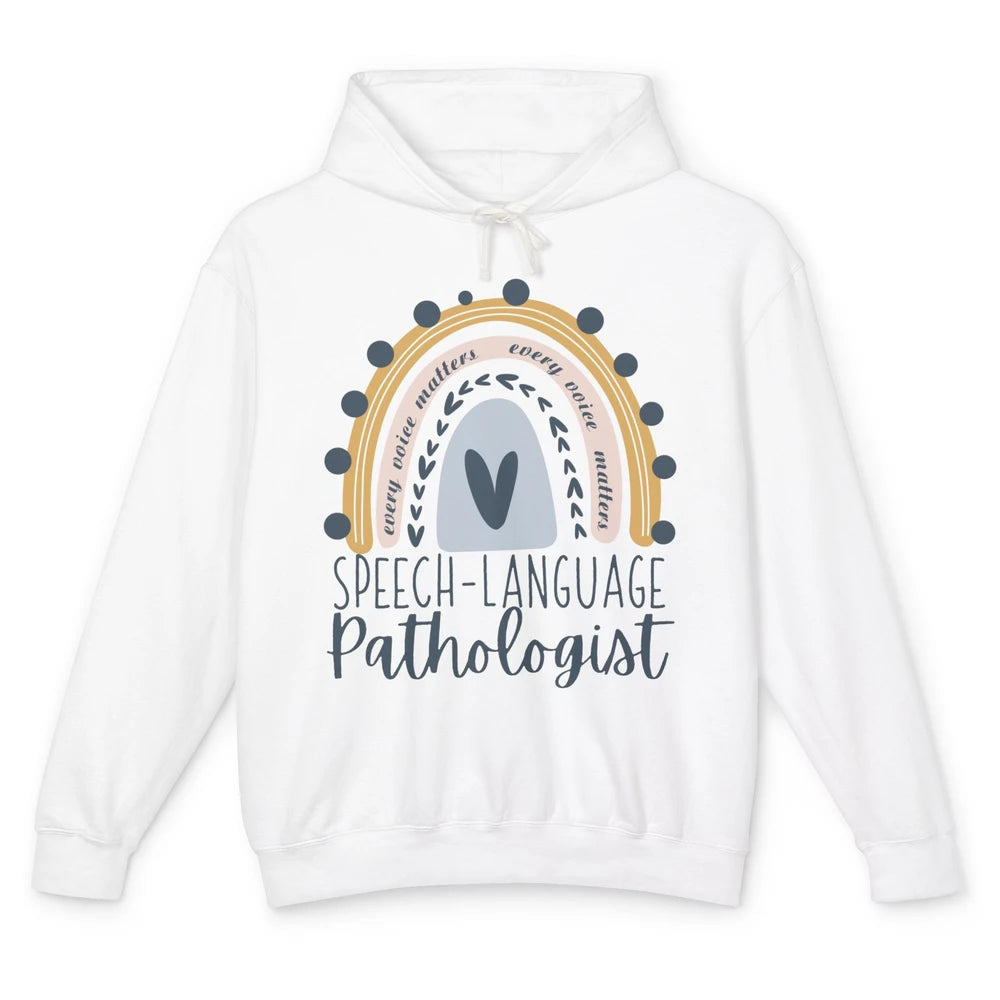 Speech Language Pathologist Every Voice Matters Rainbow SLP Unisex Lightweight Hoodie