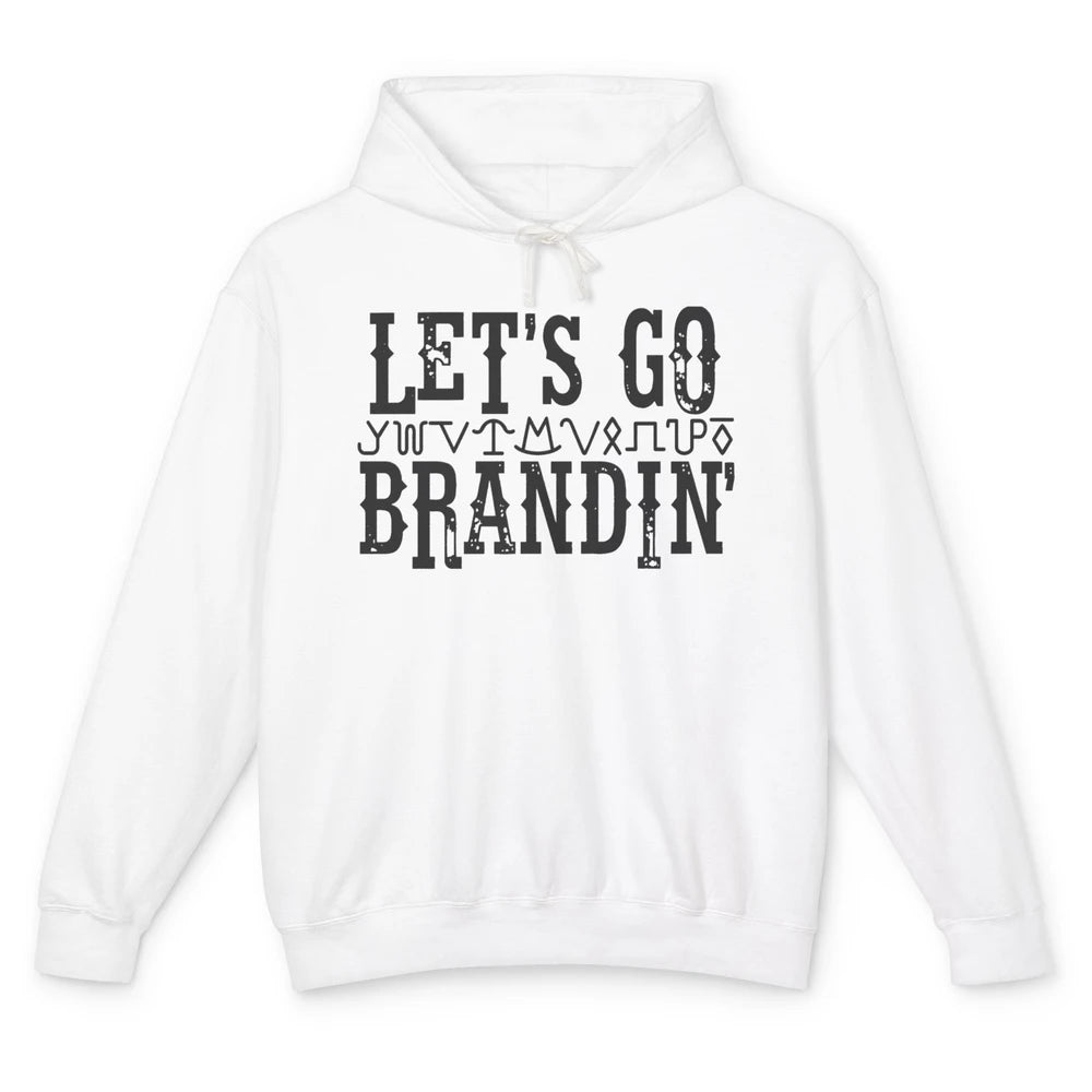 Vintage Cowboy Hat Let's Go Brandin' Western Country Symbols Unisex Lightweight Hoodie