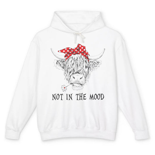 Funny Highland Cow Bandana Not In The Mood Western Cattle Unisex Lightweight Hoodie